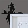 Черная кошка, ведьма, метла, украшение на дверь на Хэллоуин, внутренняя и наружная акриловая рамка, настенная скульптура для гостиной