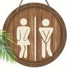 1pc Rustic Wooden Restroom Sign, Vintage Round Gender Symbols, Simple and Stylish Toilet Door Hanging Decor, Unisex Washroom Sign for Home & Office