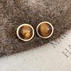 Серьги-пусеты из 18-каратного позолоченного золота с камнем тигровый глаз, геометрические, с темпераментом Майяра, женские