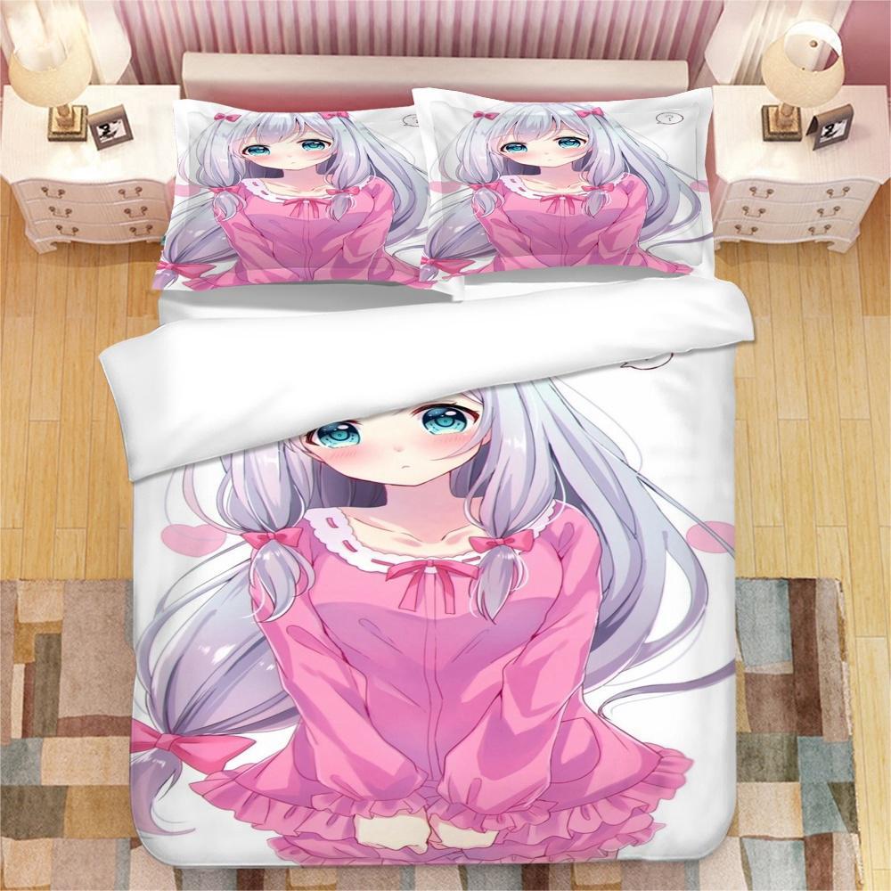 Аниме-девушка Изуми Сагири 3D-печатный комплект постельного белья King Duvet Cover Pillow Case Одеяло Cover Постельное белье Постельное белье Домашний текстиль