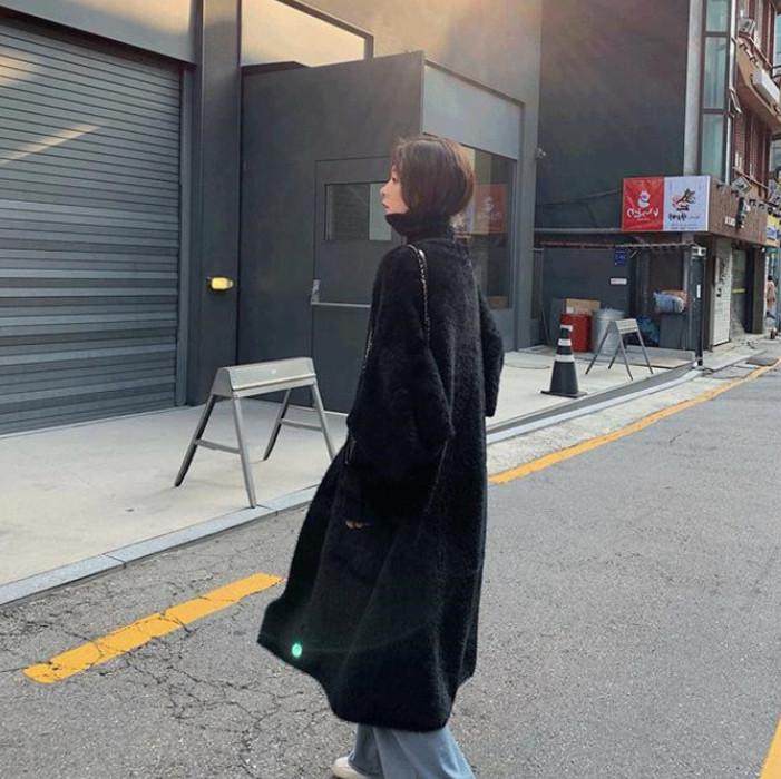 Женский осенний модный свитер из искусственного норкового бархата, пальто, женские вязаные куртки с v-образным вырезом, женский длинный кардиган, пальто