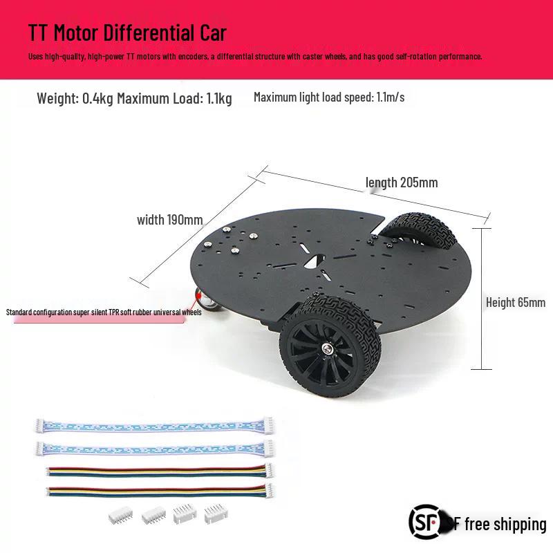 Electric TT Motor Mecanum Wheel Chassis: High-Precision Encoder, Intelligent 4WD Omnidirectional Small Car