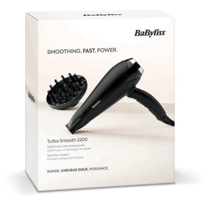 Sèche-cheveux - BaByliss - D572DE Turbo Smooth 2200 avec Technologie Ionique et Céramique