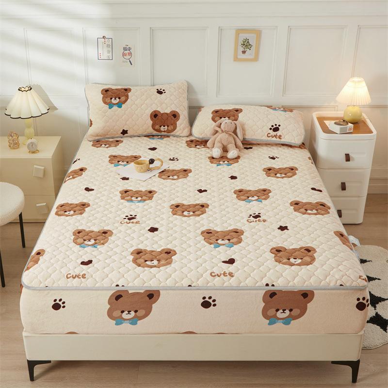 Новые стеганые простыни из молочного бархата, приятное для кожи антибактериальное покрывало с принтом, чехол для кровати, защитный чехол Simmons