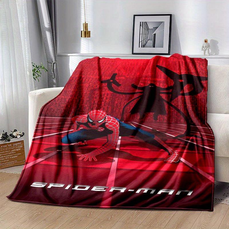 Spider-man Cartoon Flannel Blanket - Ultra-Soft, Cozy, and Comfortable for Sofa, Bedroom, Camping, and Travel - Four-Season Versatility, Vib
