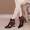 Модные ботильоны для матери, новые женские ботинки с металлическими блестками и толстым каблуком в Латинской Америке, ботинки с острым носком и стразами