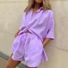 MAITA Европа и США, новинка 2021 года, женская однобортная однобортная рубашка с короткими рукавами и шорты, свободный модный повседневный костюм
