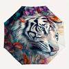 Tiger Flowers Theme 8 Bone Hand Automatic Folding Umbrella, Compact and Portable Design, A Perfect Gift for Birthday, Christmas or Business