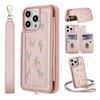 Противоударный чехол-книжка для iPhone 16 15 14 13 12 11 Pro Max Стерео Цветок с ремешком Подставка Кошелек для женщин