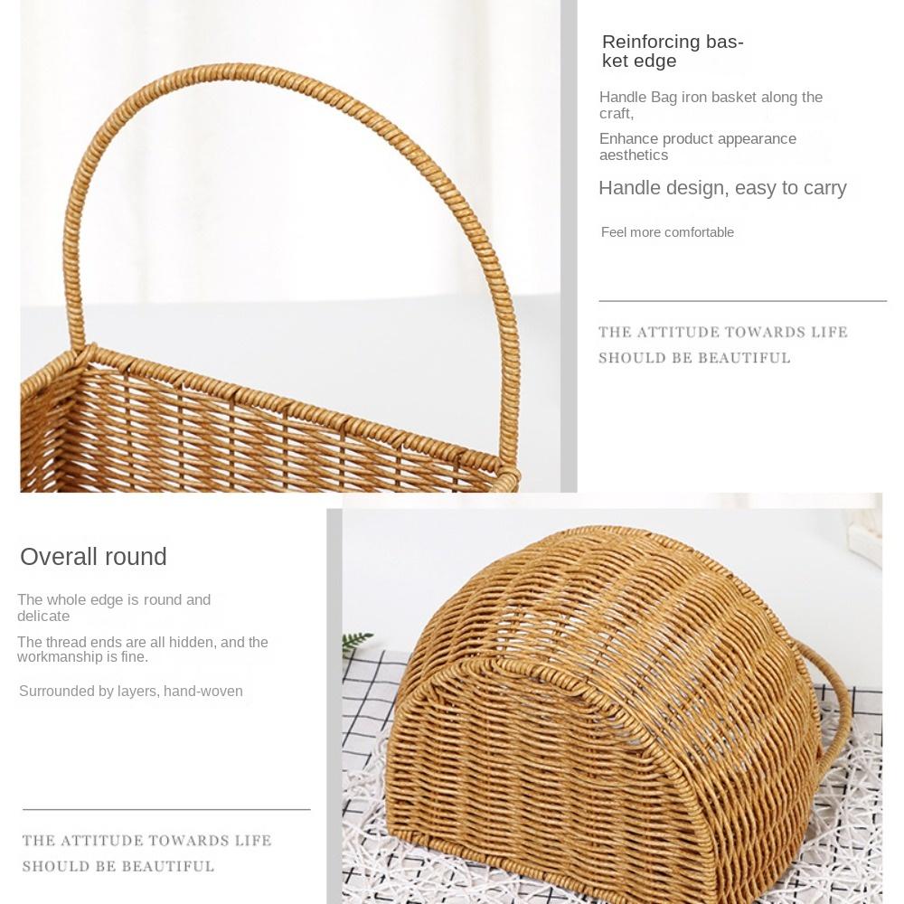 Кухонная корзина для хранения из искусственного ротанга с ручкой, подвесная корзина на стене