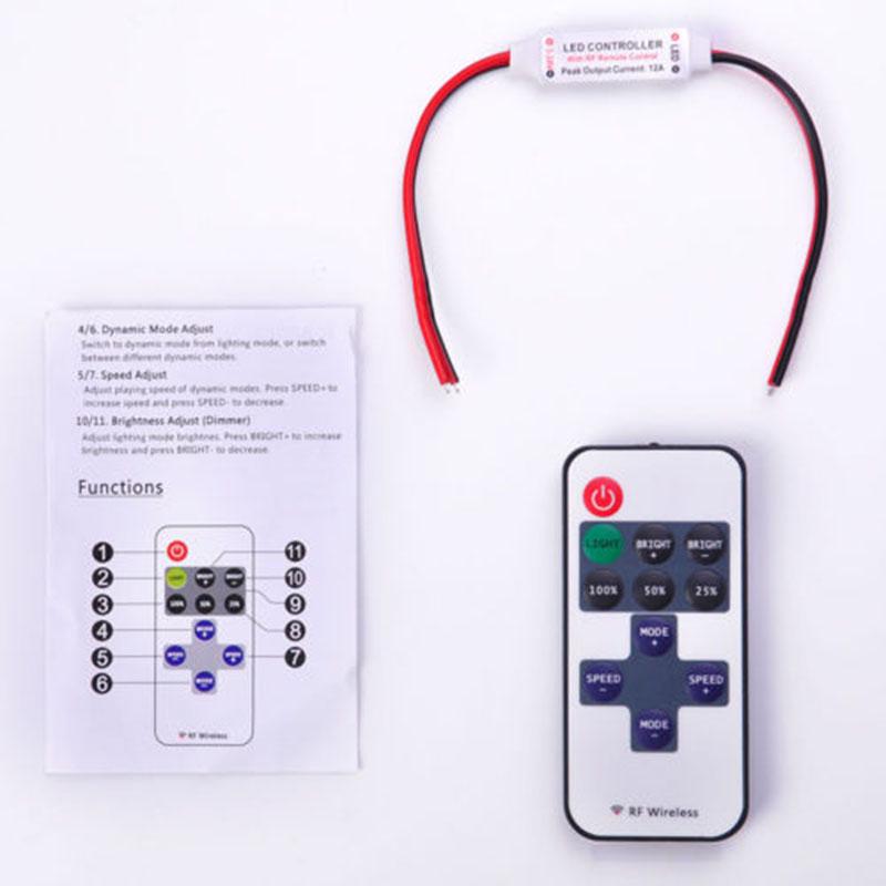 Wireless New 433mhz Remote G1 Inline Controller 5050 Strip Rf Switch 12v Dimmer