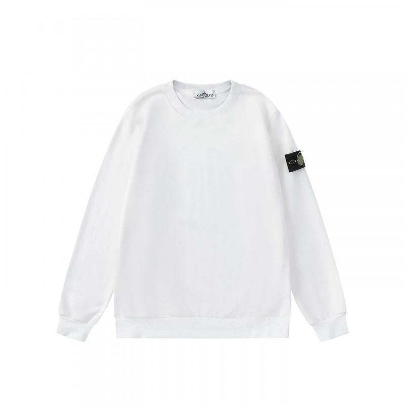 Classic Stone Heavyweight American Streetwear Crewneck Long Sleeve Hoodie With Embroidered Patch Unisex Loose Fit