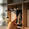 Matte Black Iron Book Holder Decorative Bookshelf Light Vintage Library Lantern Reading Lights for Bookworms LED Table Lamp with Bookends