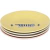 Yamaka Shoten Lisa Larson Set of Made In Plates, 4, 13.5cm, Stroll, Yellow/Gray/Cream/Pink, Japan, LL90-190