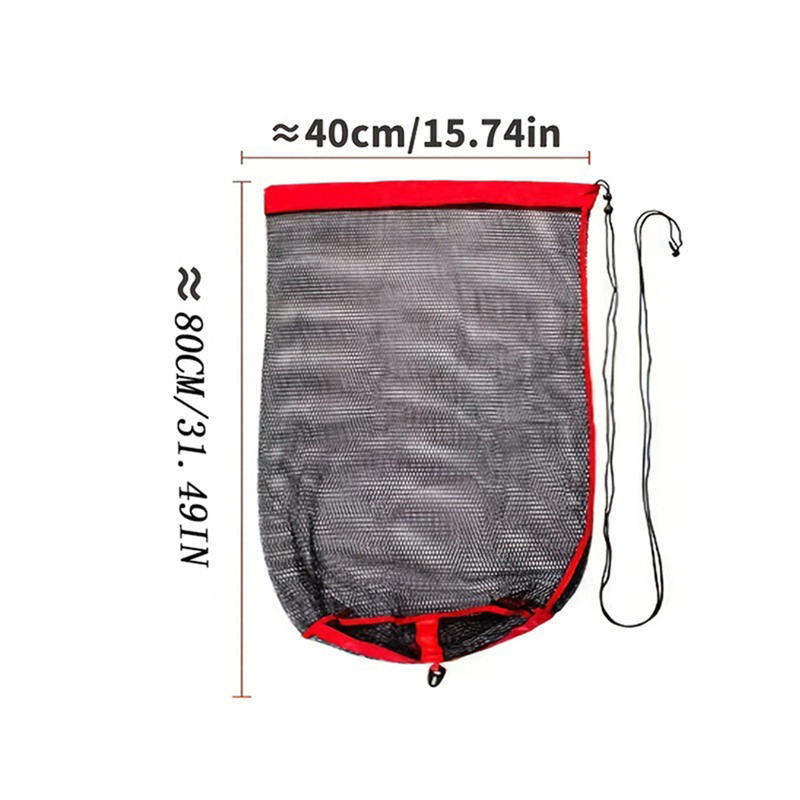 1/2pcs Fishing Landing Net Fishing Catching Collection Bag With Drawstring Portable Fish Net Encrypted Mesh Fish Holding Bag For