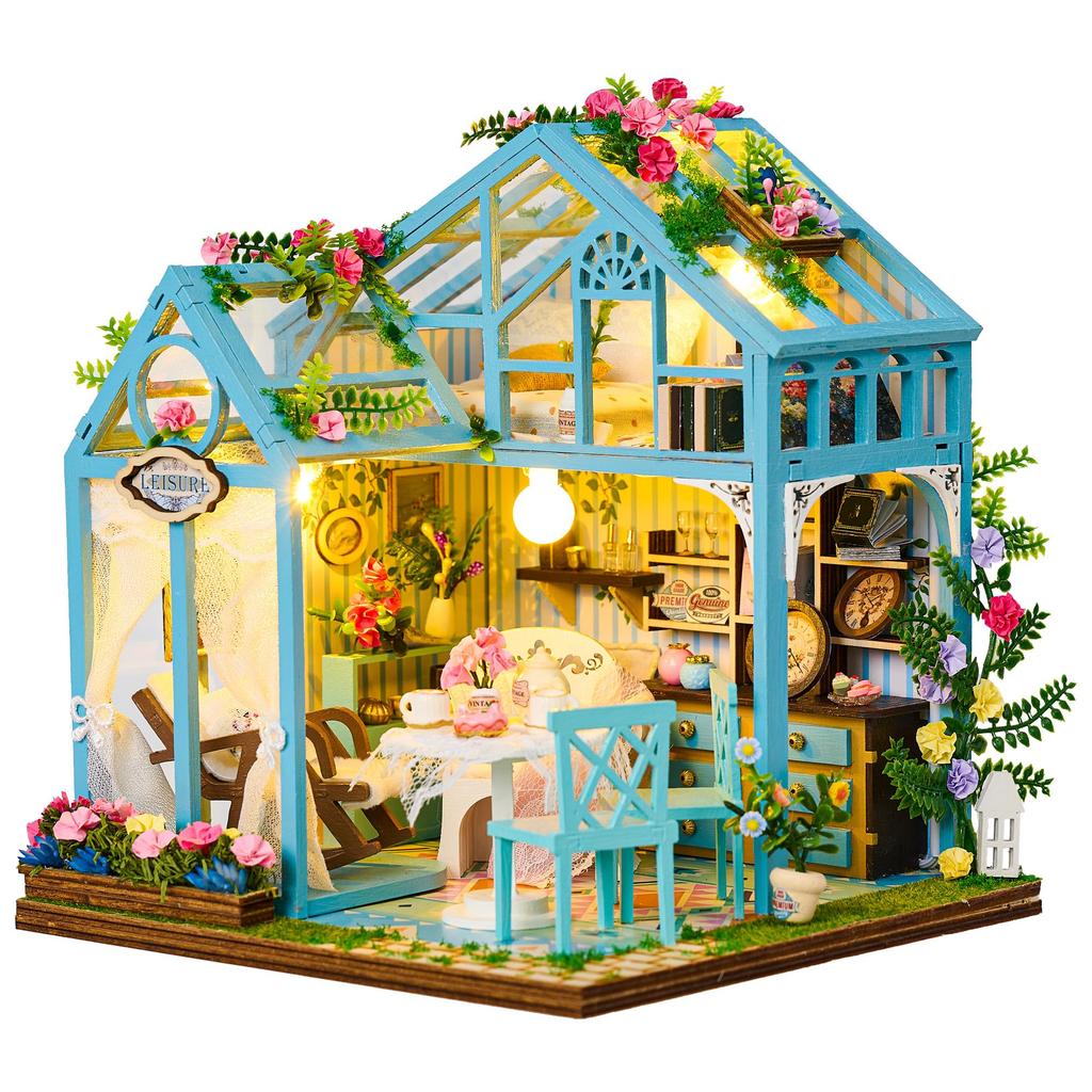 CRESYMME Dollhouse Miniature Kit Wooden 3D Puzzle DIY Handmade For Adults (Flower Dreamland)