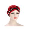 Ready Stocked African Women Braid Decorate Headwear Elastic Turban Beanies Cap Head Wrap India Hat Party BonnetHot Sell