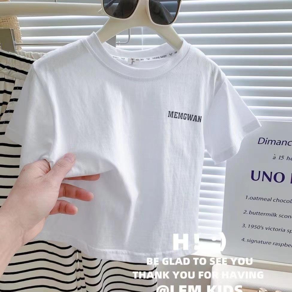 Летний комплект одежды для девочек, удобный стиль, футболка с коротким рукавом + полосатые брюки, костюм из 2 предметов для девочек, детский наряд