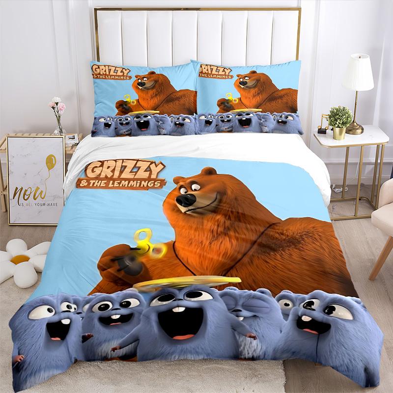Grizzly Lemmings Adventure Print 3Pcs Bedding Setduvet Cover With 2 Bedropillowcase Home Birthday Gift