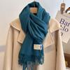 New Solid Color Imitation Cashmere Scarf Women's Autumn and Winter Versatile High-end Shawl Warm Thickened Scarf Dual-purpose
