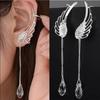 Angel Wing Stylist Crystal Earrings Drop Dangle Ear Stud Women Long Cuff Fashion Jewelry Trendy Plate with Silver Accessories