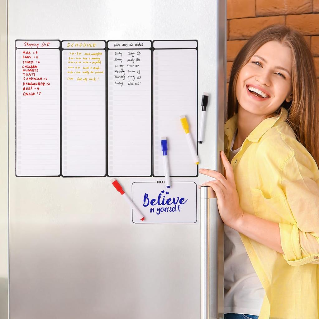 Mr. Pen- 4" x 12" Magnetic Dry Erase to Do List, 11 pcs, 4X Dry Erase to Do List White Board, 6X Colorful Whiteboard Markers and 6" x 4" Magnetic