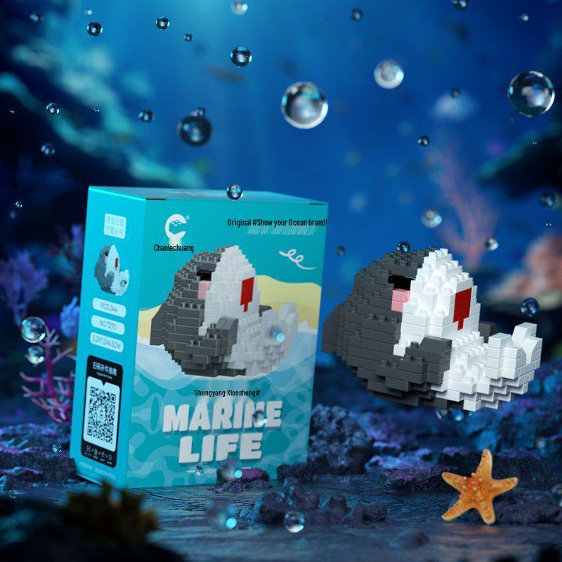 Совместимо с Lechaochao Lechuang Shark Model Marine Life Building Blocks Toy для детей