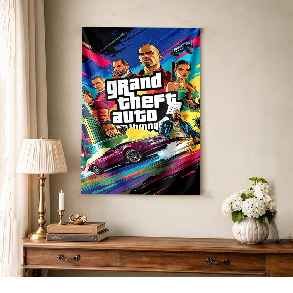 Gta Vintage Tapestry Cozy Warm Ideal for Reading Corner Balcony Living Room All Season Tasseled Design Gift for New Home