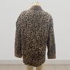 Women Spring Fall Coat Fake Chest Pocket Turn-down Collar Single-breasted Leopard Print Long Sleeves Mid Length Daily Wear Jacket