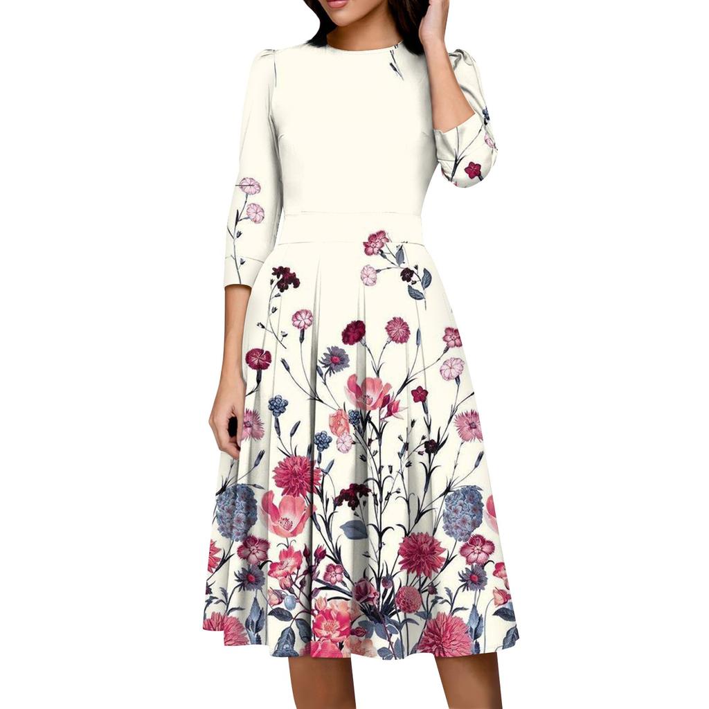 Женское повседневное и модное платье с карманом на рукаве 3/4 и молнией сзади