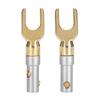 2pcs U Spade Speaker Plug Audio Screw Fork Connector Jack Adapter Gold Plated Pure Copper