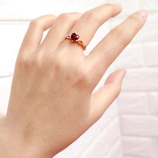 Women Wedding Ring Heart Hollow Electroplated Out Polished Lightweight Rhinestone Prom Party Finger Ring