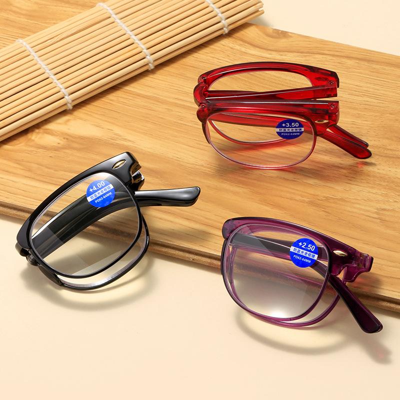 Anti-Blue Light Folding Reading Glasses With Box Men Women Farsighted Glasses Presbyopia Eyeglasses Diopter +1.0 To +4.0