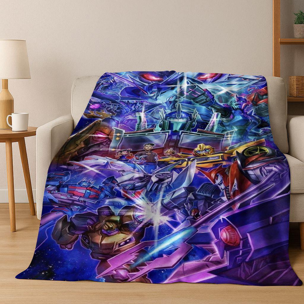 Cartoon T-Transformers Autobots Optimus Prime Flannel Blanket,Warm and Cozy Soft Throw Blanket for Home Bedroom Bed Sofa Cover