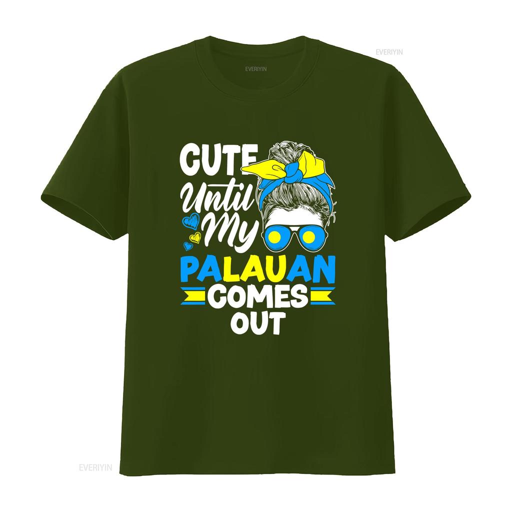 Palau Palauan Flag Cute Until My Comes Out T Shirt vintage Washed Top For Everyday Wear Slightly Stylish Unisex Casual Soft