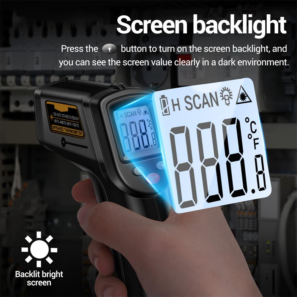 Infrared Handheld Temperature Gun -50~400℃ IR Llaser Sensor Tester Gun Industrial Thermal Imager VA Screen Meter Pyrometer Tool