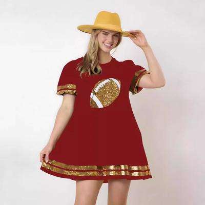 Женское платье для регби Game Day с короткими рукавами, украшенное пайетками