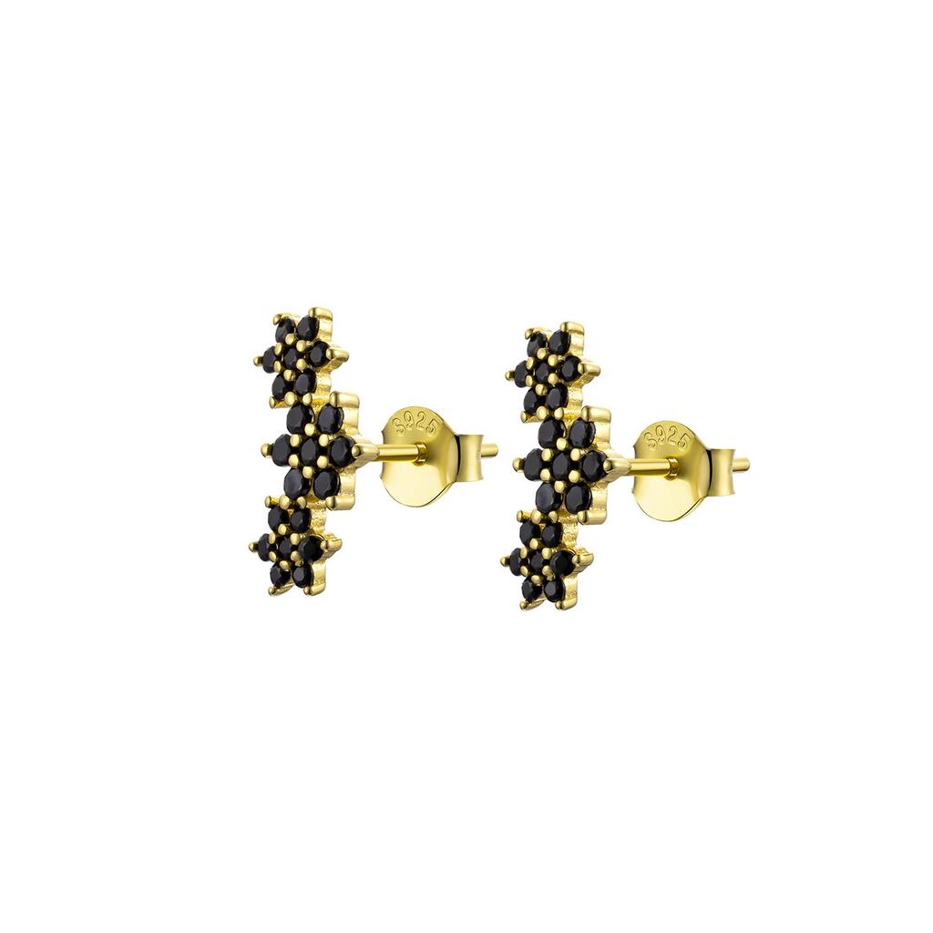 ANDYWEN 925 Sterling Silver Three Flower Stud Earring Luxury Women Fashion Crystal Luxury Jewelry For Wedding