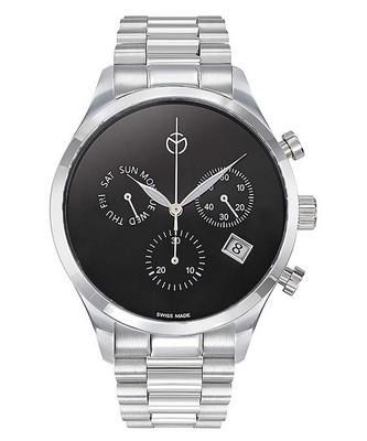 Часы Urban Chronograph из нержавеющей стали с черным циферблатом, кварцевые, H411CHNM, мужские