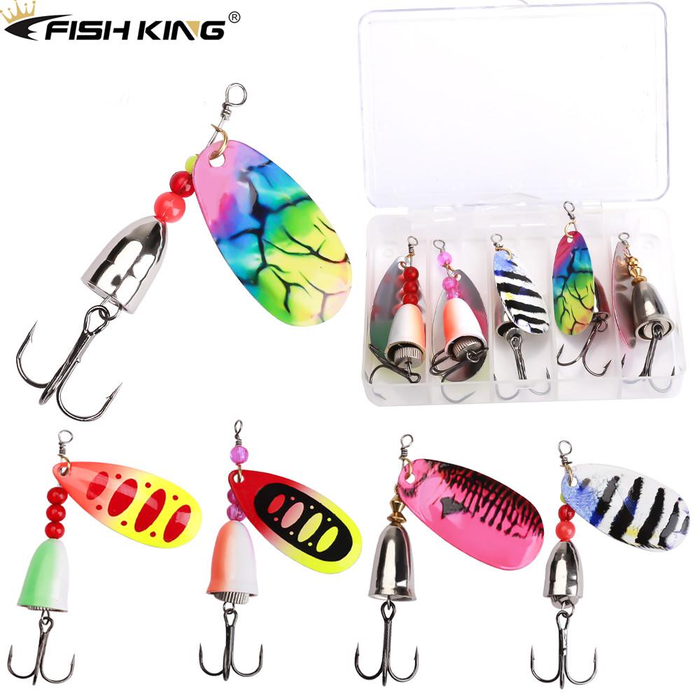 FISHKING 5 шт. блесна Willow Spinner Bait 8,0 г 12,5 г, медь, размер 3#-5# с тройным крючком 2#-1/0#, рыболовная приманка