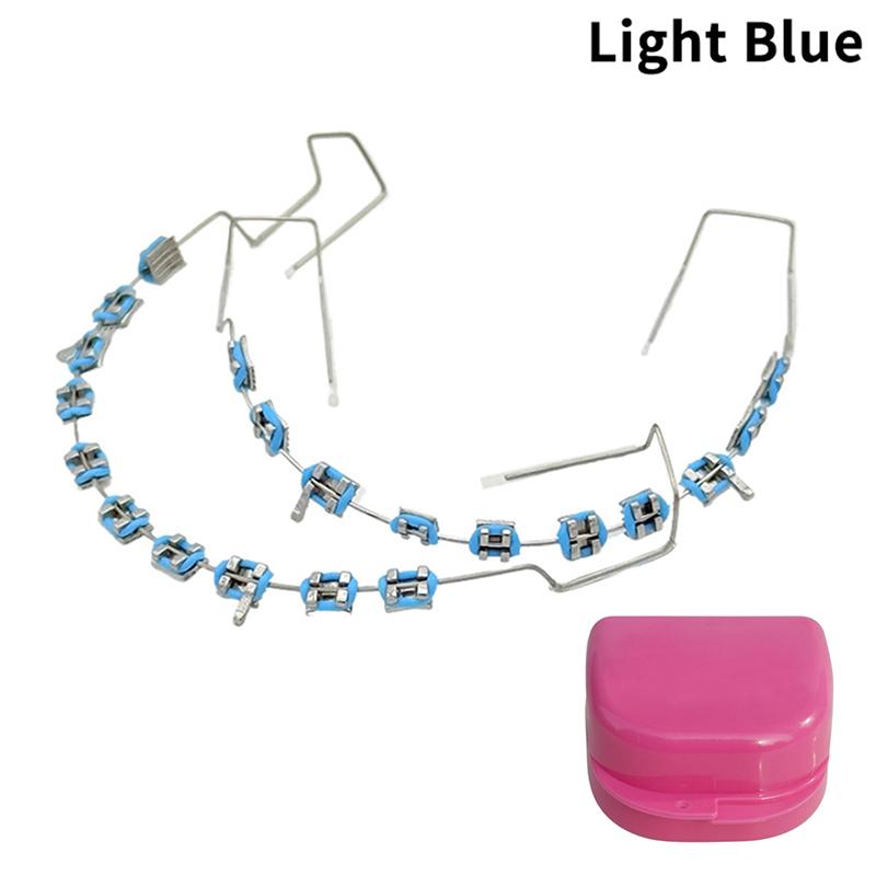 1 пара временных украшений для зубов в коробке с 4 крючками с металлической проволокой, разноцветные металлические скобки, лигатуры, стоматологический материал