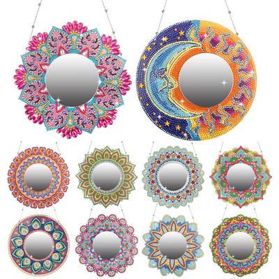 Сделай сам Круглая Алмазная Живопись Зеркало Мандала Алмазная Вышивка Мозаика Вышивка Крестом Зеркало для Макияжа Спальня Домашний Декор Подарки