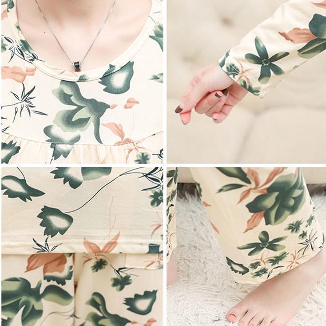 Весна, лето, осень, пижамы больших размеров, женские пижамы с длинными рукавами, большие размеры, свободный костюм с принтом, мягкий и удобный, приятный для кожи