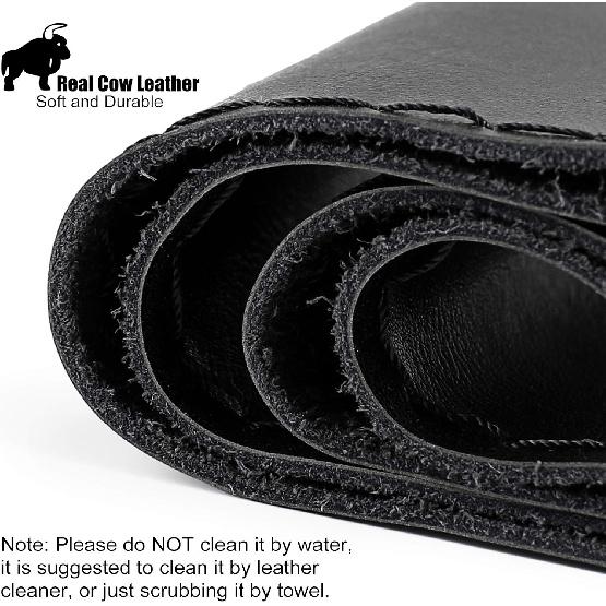 SEG Direct Genuine Leather Steering Wheel Cover, Stitch On Wrap, 15 Inch Steering Wheel Wrap For Car Truck SUV Pickup Boat, DIY Sewing With Needle