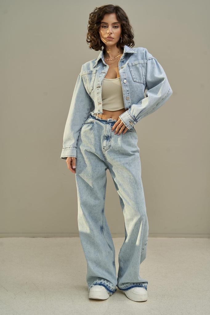 Голубая короткая джинсовая куртка Darcey