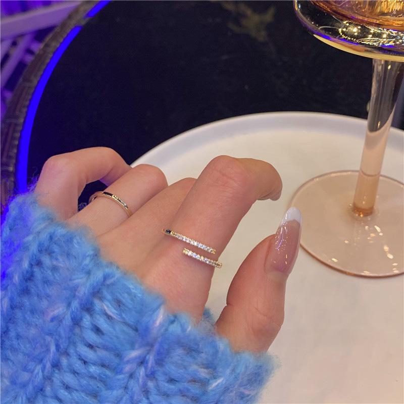 Кольцо Lux Diamond Open Ring - модное регулируемое кольцо на указательный палец для женщин