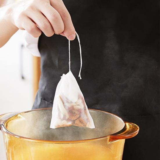 100 шт., пакеты для заварки чая, одноразовые, термостойкие, пищевые, без BPA, с плотными отверстиями, уплотнительный фильтр на шнурке, пустые пакеты для травяного чая, товары для дома