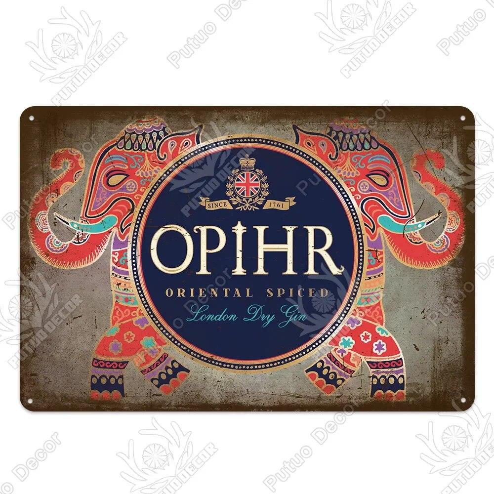 Putuo Decor Classic Gin Vintage Metal Sign Wine Tin Sign Decorative Plaque for Bar Pub Club Decoration Wall Decor Alcohol Sign