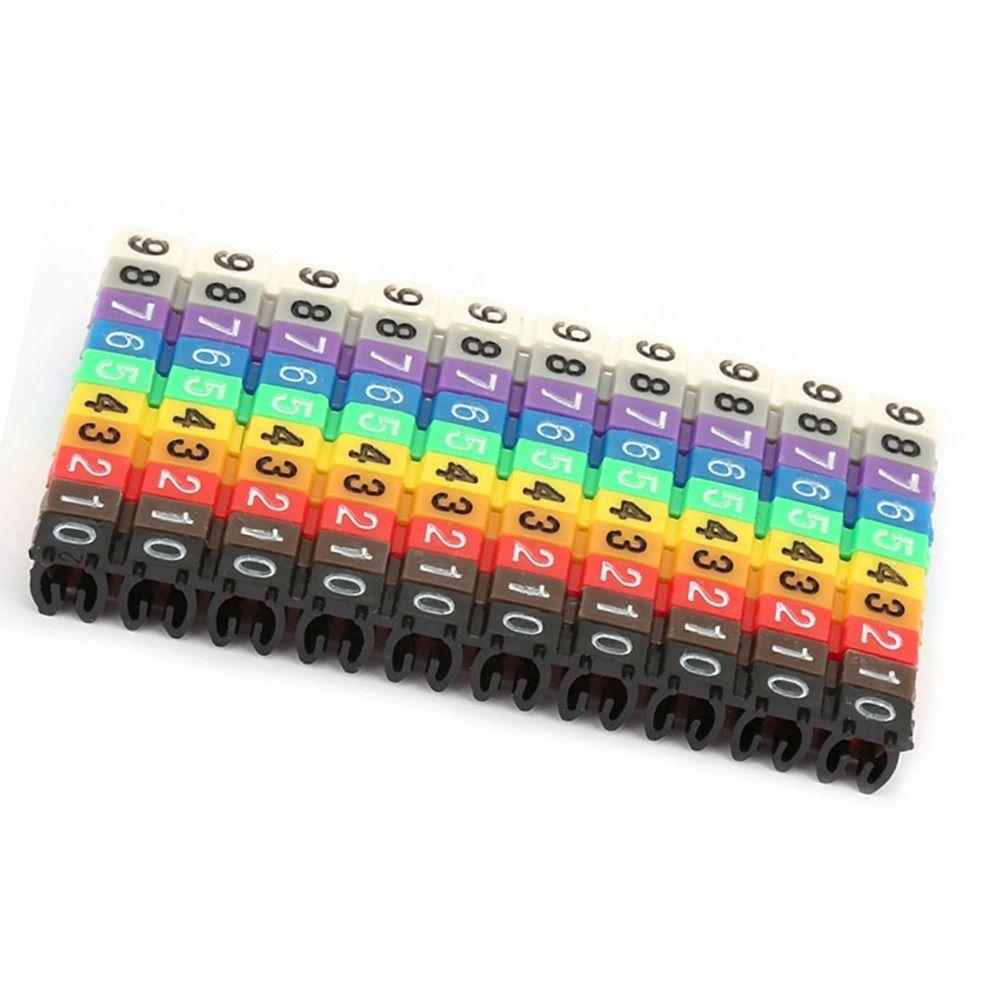 100PCS Plastic Materia Digital Number Tube Snap-fit design Cable Marker  Wire Marking