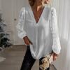 Casual Vacation Style V-neck Long-sleeved Women's Shirt for Summer